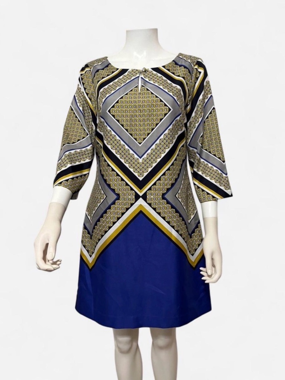 Banana Republic 3/4 sleeve blue and yellow dress